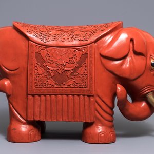 A Chinese cinnabar lacquer elephant stool, Republic, 20th C. — photo 2