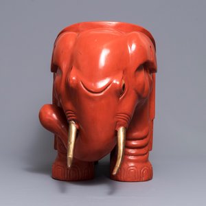 A Chinese cinnabar lacquer elephant stool, Republic, 20th C. — photo 3