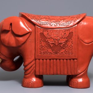 A Chinese cinnabar lacquer elephant stool, Republic, 20th C. — photo 4