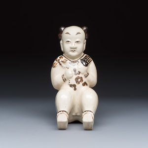 A Chinese Cizhou figure of a seated boy — 照片 2