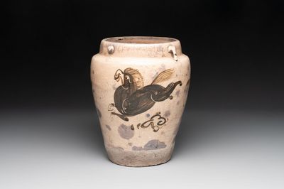 A Chinese cizhou jar with mythical horse design, 17/18th C.