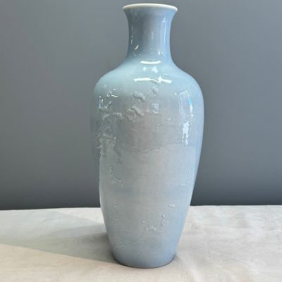 A Chinese claire-de-lune vase with floral relief design — 照片 4