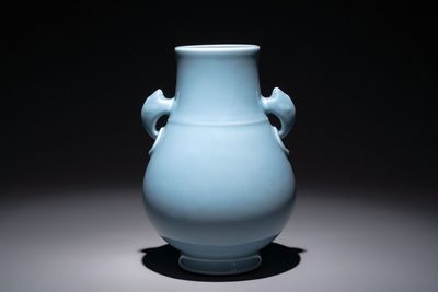 A Chinese claire-de-lune 'zun' vase, Qianlong mark and of the period