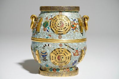 A Chinese cloisonné and gilt bronze hu vase, Jiaqing mark and poss. of the period, 19th C.