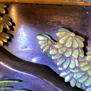 A Chinese cloisonné and jade-embellished carved wood and lacquer panel, 18th C. — photo 42