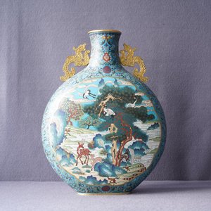 A Chinese cloisonné 'deer and crane' moonflask vase, Qianlong mark, 19th C. — photo 7