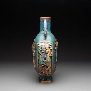 A Chinese cloisonné 'dragon and phoenix' moonflask vase, 'bianhu', 19/20th C — photo 3