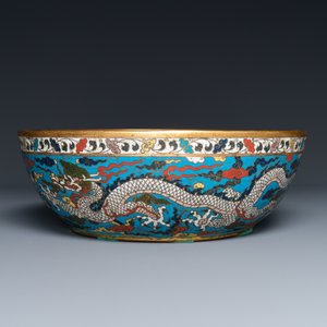 A Chinese cloisonné 'dragon' bowl, Wanli mark but probably later — 照片 2