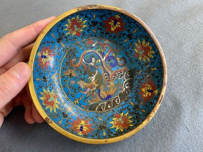 A Chinese cloisonné 'dragon' brush washer, Qianlong mark but probably later — 照片 1