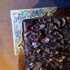 A Chinese cloisonné-mounted carved zitan wood and gilt bronze-handled box, Qing — photo 17