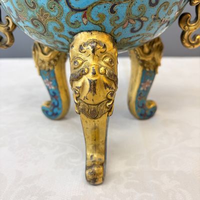 A Chinese cloisonné tripod censer and cover — photo 6