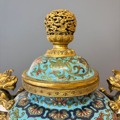 A Chinese cloisonné tripod censer and cover — photo 13