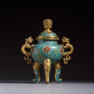 A Chinese cloisonné tripod censer and cover — photo 5