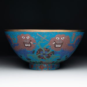 A Chinese cloisonné vase, a bowl and a basin, 19/20th C. — 照片 6