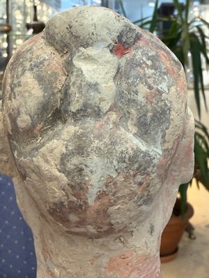 A Chinese cold-painted pottery stick man figure, Han — photo 16