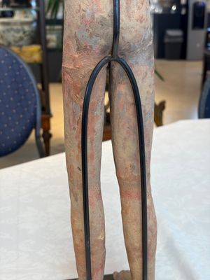 A Chinese cold-painted pottery stick man figure, Han — photo 19