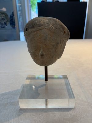 A Chinese cold painted terracotta head of a lady, Han — photo 1