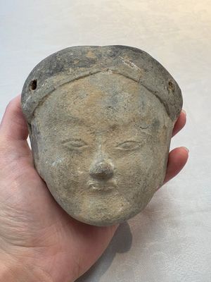 A Chinese cold painted terracotta head of a lady, Han — photo 2