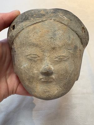 A Chinese cold painted terracotta head of a lady, Han — photo 8