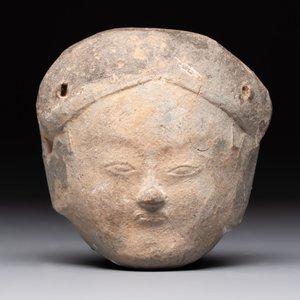 A Chinese cold painted terracotta head of a lady, Han — photo 3