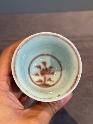 A Chinese copper-red and white 'chilong' stem cup, Ming — photo 5