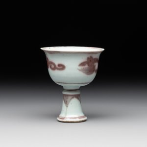 A Chinese copper-red and white 'chilong' stem cup, Ming — photo 3