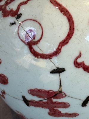 A Chinese copper-red and white 'dragon' bottle vase, 18th C. — photo 12