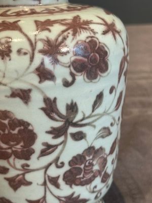 A Chinese copper-red and white 'flower scroll' ewer, Ming or later — photo 8