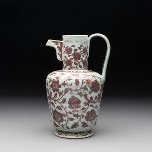 A Chinese copper-red and white 'flower scroll' ewer, Ming or later — photo 1