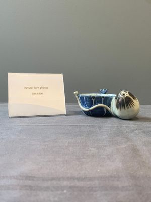 A Chinese copper-red, blue and white lotus-shaped water dropper, Kangxi — photo 1