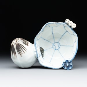 A Chinese copper-red, blue and white lotus-shaped water dropper, Kangxi — photo 7