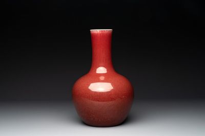 A Chinese copper-red-glazed bottle vase, 19th C.
