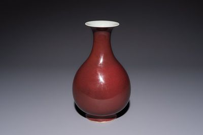 A Chinese copper-red-glazed 'Yuhuchunping' vase, Qianlong mark and of the period