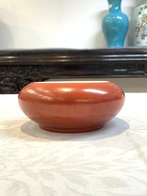 A Chinese coral-red-glazed blue, white and copper-red 'goldfish' brush washer, 20th C. — 照片 4