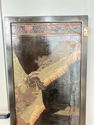 A Chinese Coromandel lacquered four-panel folding screen with mountainous landscapes, 17/18th C. — photo 12