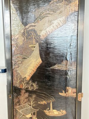 A Chinese Coromandel lacquered four-panel folding screen with mountainous landscapes, 17/18th C. — photo 13