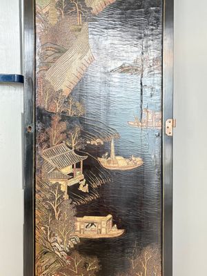 A Chinese Coromandel lacquered four-panel folding screen with mountainous landscapes, 17/18th C. — photo 14