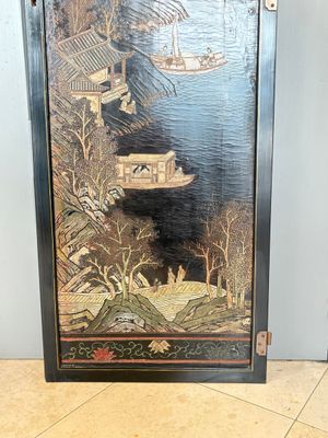 A Chinese Coromandel lacquered four-panel folding screen with mountainous landscapes, 17/18th C. — photo 15