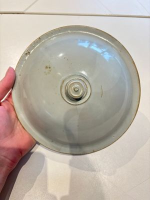 A Chinese cream-glazed pillow, a grey terracotta roof tile and a grey-glazed cover, Republic and earlier — photo 1