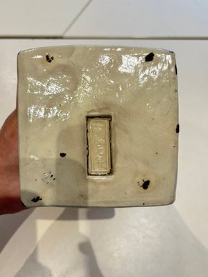 A Chinese cream-glazed pillow, a grey terracotta roof tile and a grey-glazed cover, Republic and earlier — photo 13