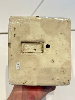 A Chinese cream-glazed pillow, a grey terracotta roof tile and a grey-glazed cover, Republic and earlier — photo 15