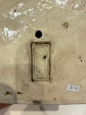 A Chinese cream-glazed pillow, a grey terracotta roof tile and a grey-glazed cover, Republic and earlier — photo 16