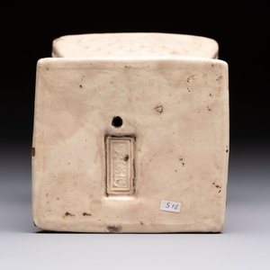 A Chinese cream-glazed pillow, a grey terracotta roof tile and a grey-glazed cover, Republic and earlier — photo 5