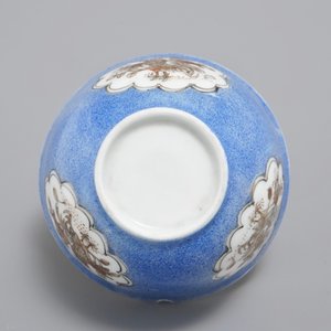 A Chinese cup and saucer with roosters in grisaille on a blue ground, Yongzheng — photo 8