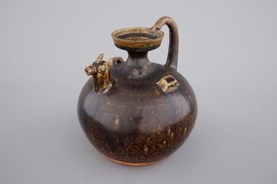 A Chinese dark-glazed chicken head ewer, possibly Han or Jin Dynasty, 3rd-5th C.