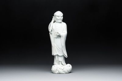 A Chinese Dehua blanc de Chine Damo, Dehua and He Chaozong 何朝宗 mark, 19th C.