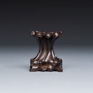 A Chinese Dehua blanc de Chine figure of Luohan and three monochrome wares, one with a wooden stand — photo 12