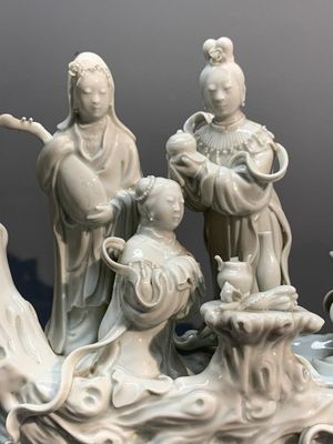 A Chinese Dehua blanc de Chine group of female immortals on a boat, Republic — photo 5