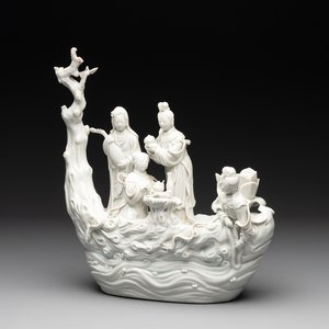 A Chinese Dehua blanc de Chine group of female immortals on a boat, Republic — photo 1