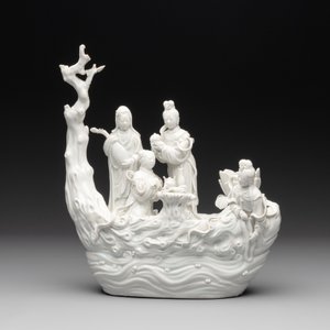 A Chinese Dehua blanc de Chine group of female immortals on a boat, Republic — photo 2